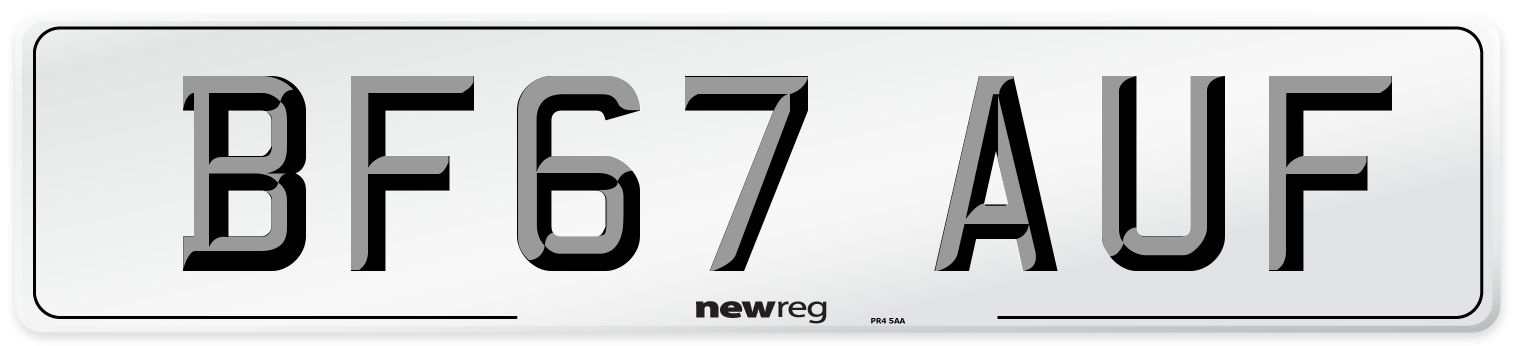 BF67 AUF Number Plate from New Reg